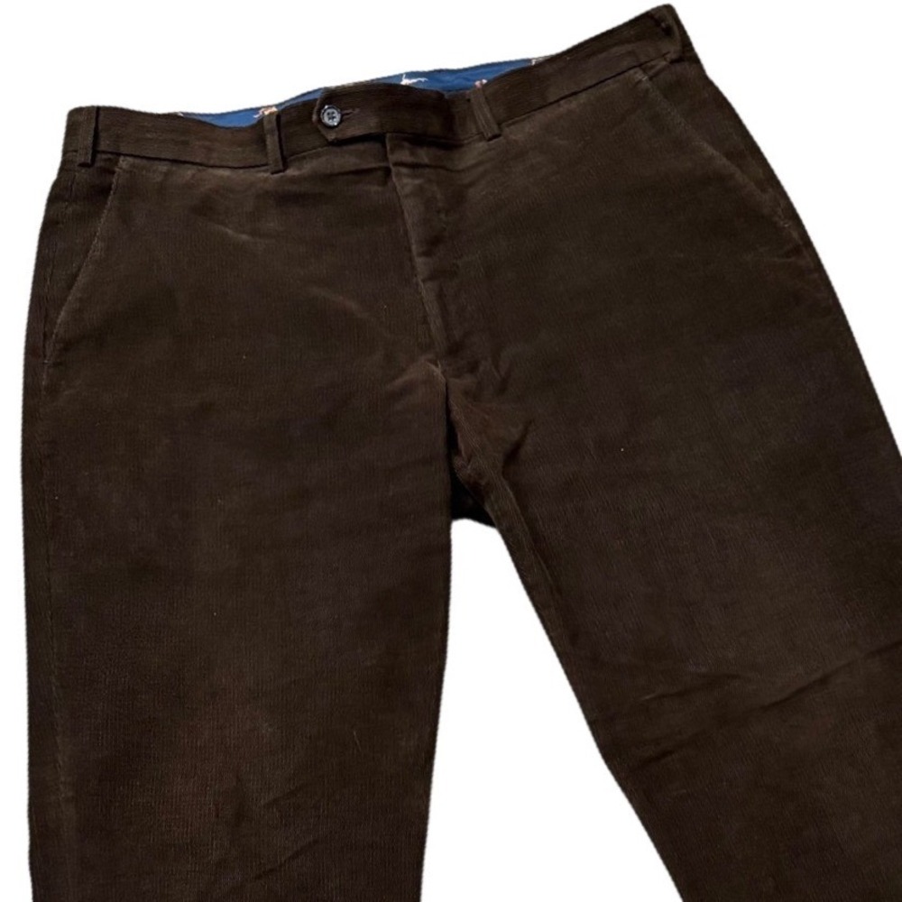 Lauren Ralph Lauren Men Brown Corduroy Pants Straight Leg Dog Print Lining 34x31